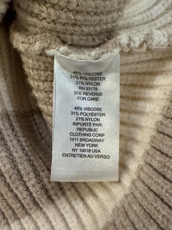 Striped Knit Cowl Neck Sweater in Cream and Taupe - Picture 7 of 8